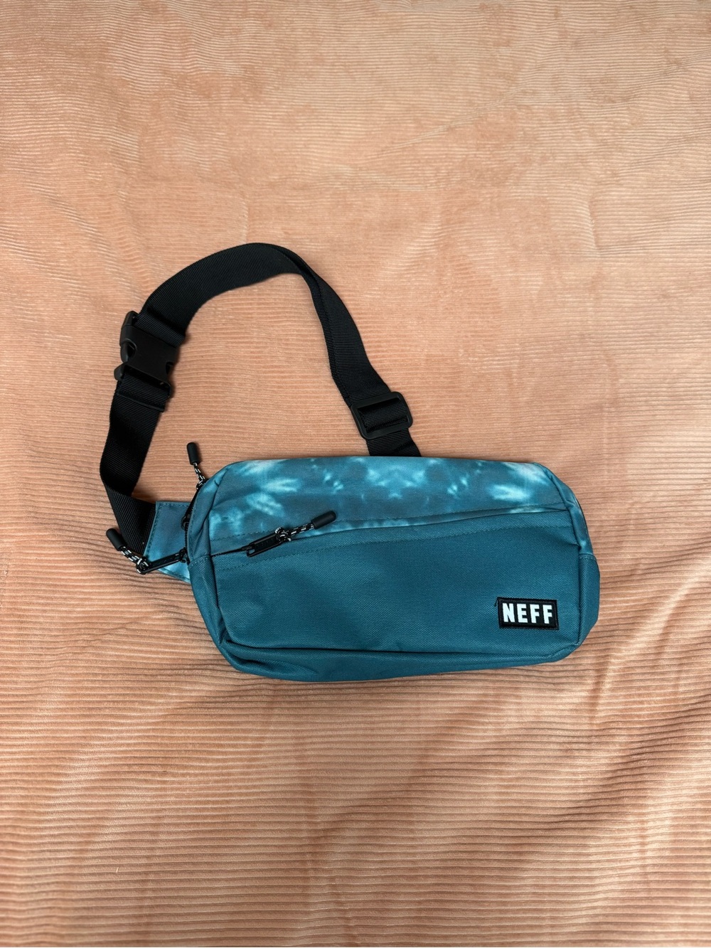 Neff Teal Tie-Dye Sling Bag with Black Strap